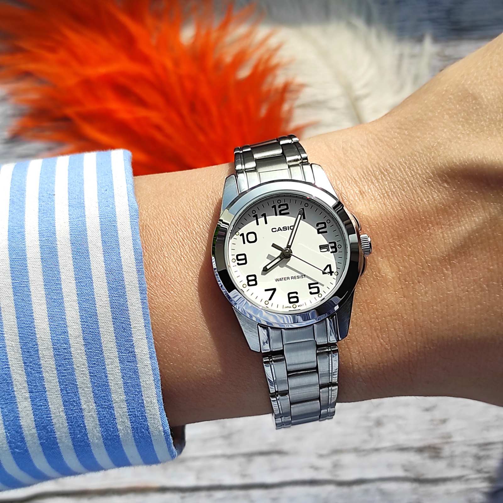 montre femme casio ltp 1215a 7b2df bracelet en acier inoxydable affichage analogique résistant à l'eau