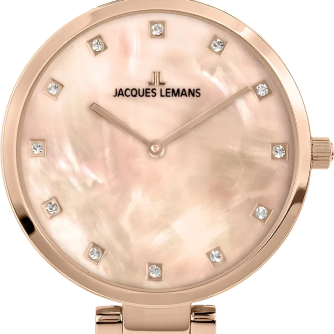 Montre Femme Jacques Lemans Milan 1-2001H - Bracelet Doré Rose en Acier Inoxydable - Resistance à l'eau 50 Mètres