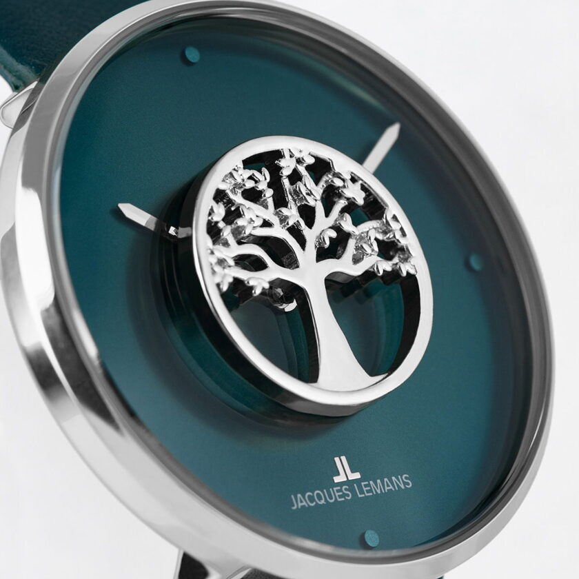 montre classique femme design collection, cuir, verre crystex, 5 atm, 36 mm jacques lemans vert 1 2092e