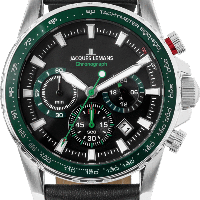 montre homme jacques lemans liverpool 1 2099c bracelet noir en cuir chronographe affichage analogique résistant à l'eau