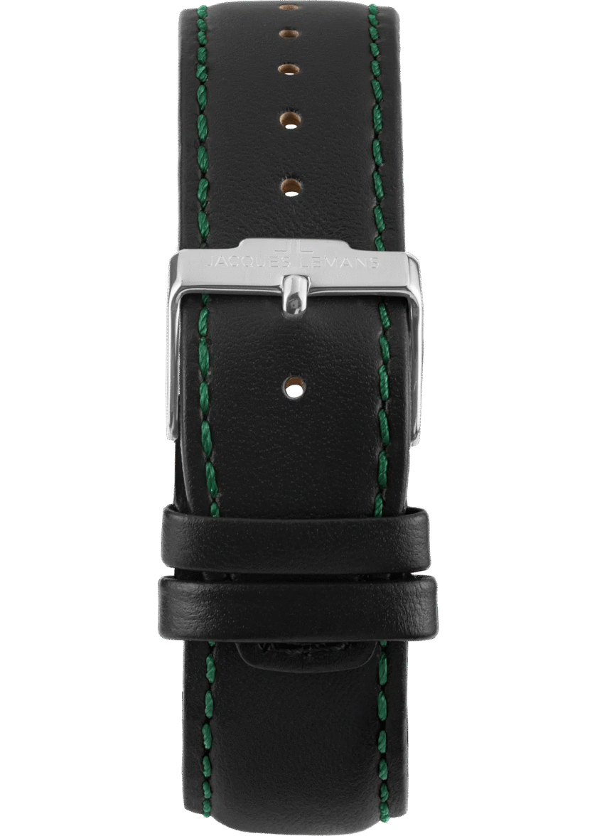 montre homme jacques lemans liverpool 1 2099c bracelet noir en cuir chronographe affichage analogique résistant à l'eau
