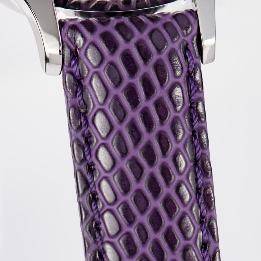 montre femme chronographe jacques lemans venise – quartz, acier, bracelet cuir violet, cadran nacre cristaux, 38 mm, etanche 5 atm 1 2151j