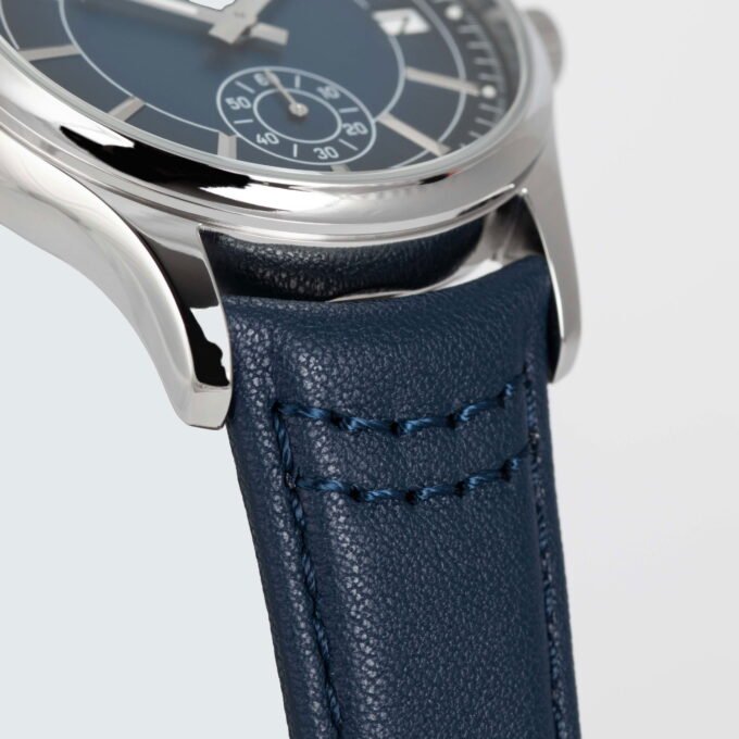 Montre Quartz Homme - Jacques Lemans – acier inoxydable, cadran Bleue, bracelet cuir, verre minéral, étanche 10 bar, date, 41 mm - 1-2197B