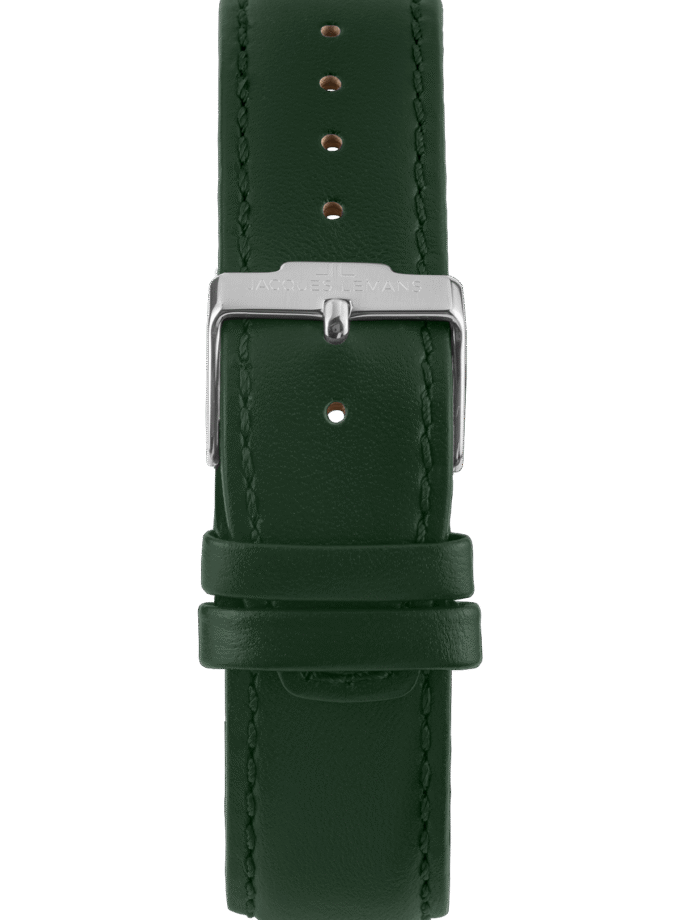 montre quartz homme jacques lemans – acier inoxydable, cadran vert, bracelet cuir, verre minéral, étanche 10 bar, date, 41 mm 1 2197d