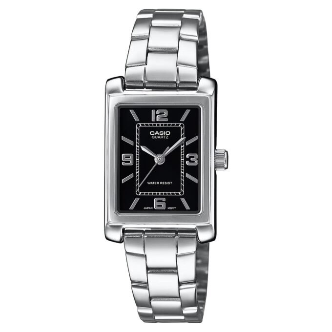 montre classique casio femme design Élégant, bracelet acier inoxydable, résistance à leau, mouvement quartz acier argent référence ltp 1234dd 1adf