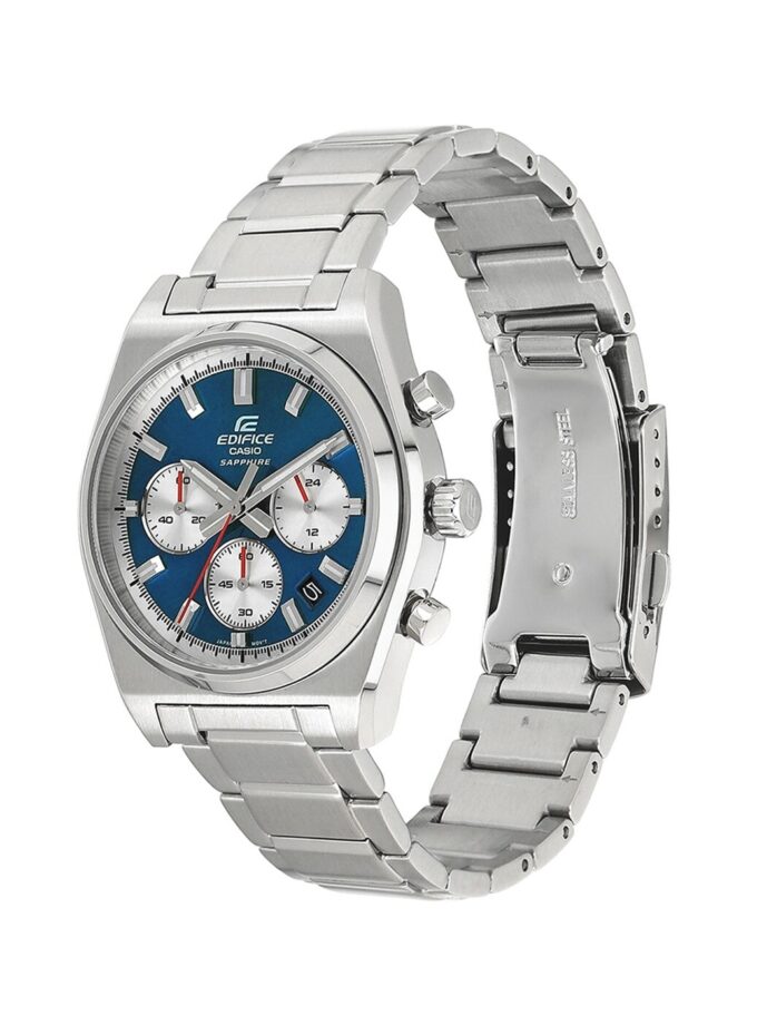 montre classique homme casio efb 730d 2avudf – acier inoxydable, bracelet métal, Étanche, design Élégant – bleu argent – référence efb 730d 2avudf