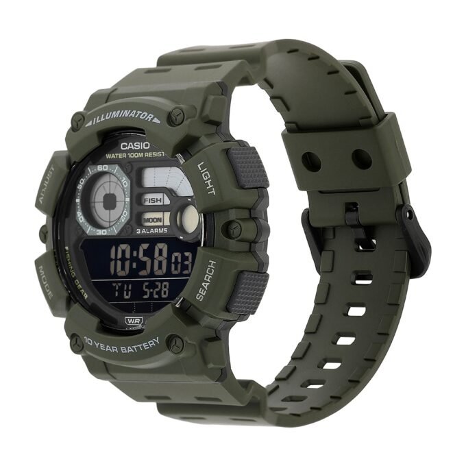 Montre CASIO - Montre numérique pour Jeunes, Hommes et Femmes - WS -1500H-3BVDF - Double Fuseau Horaire - Vert