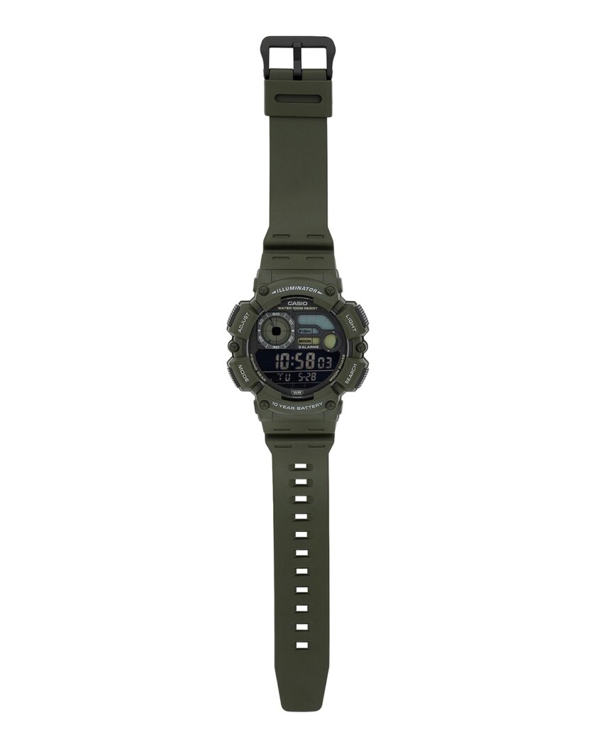 montre casio montre numérique pour jeunes, hommes et femmes ws 1500h 3bvdf double fuseau horaire vert