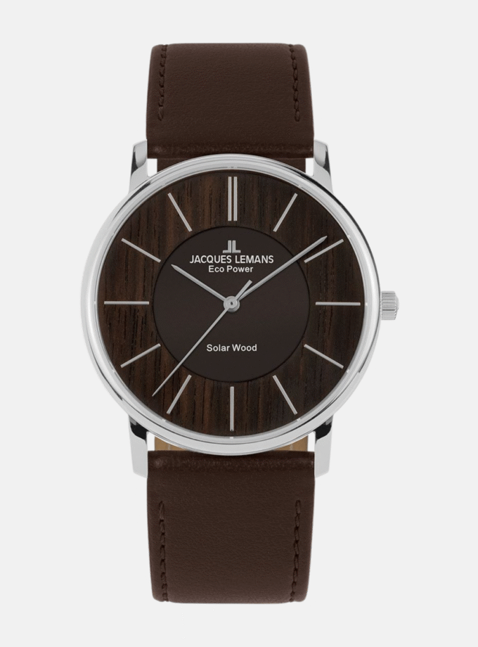 Montre Homme Jacques Lemans - 1-2105A - Bracelet En Cuir Véritable Marron - Cadran Rond Marron - Etanche - Garantie 12 mois