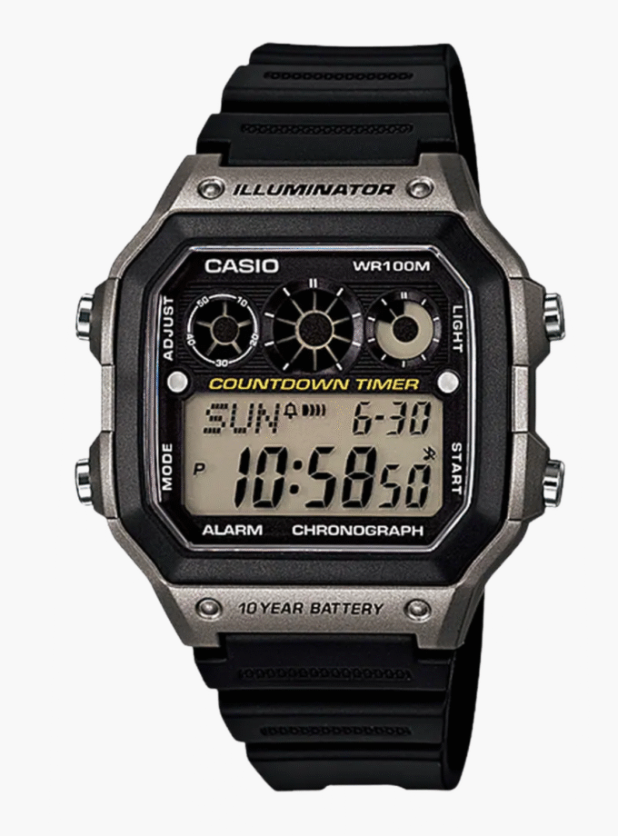 Montre CASIO Homme - Bracelet Noir En Resine - Cadran Gris - Boitier En Resine - 12 Mois De Garantie - AE-1300WH-8AVDF