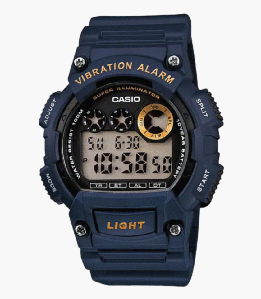 Montre CASIO Homme - W-735H-2AVDF - Bracelet Bleu En Résine - Boitier En Résine - Résistante à l'eau - 12 Mois De Garantie