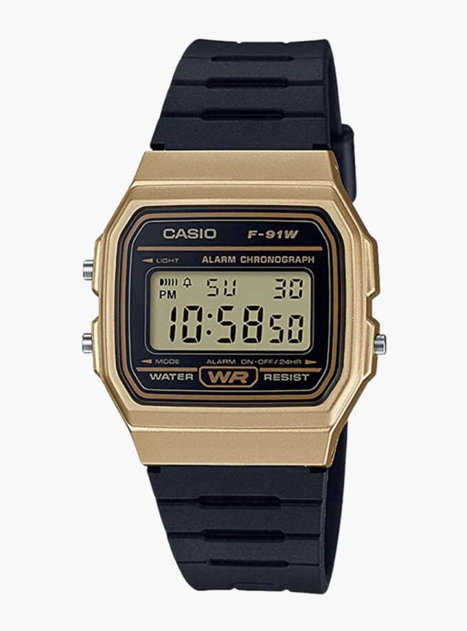 Montres Enfant CASIO - F-91WM-9ADF - Bracelet Noir En Resine -Boitier En Resine - Résistante à l'eau - 12 Mois De Garantie
