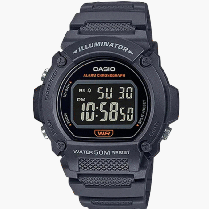 Montre CASIO Homme - W-219H-8BVDF - Bracelet Noir En Resine - Boitier En Resine - Résistante à l'eau - 12 Mois De Garantie