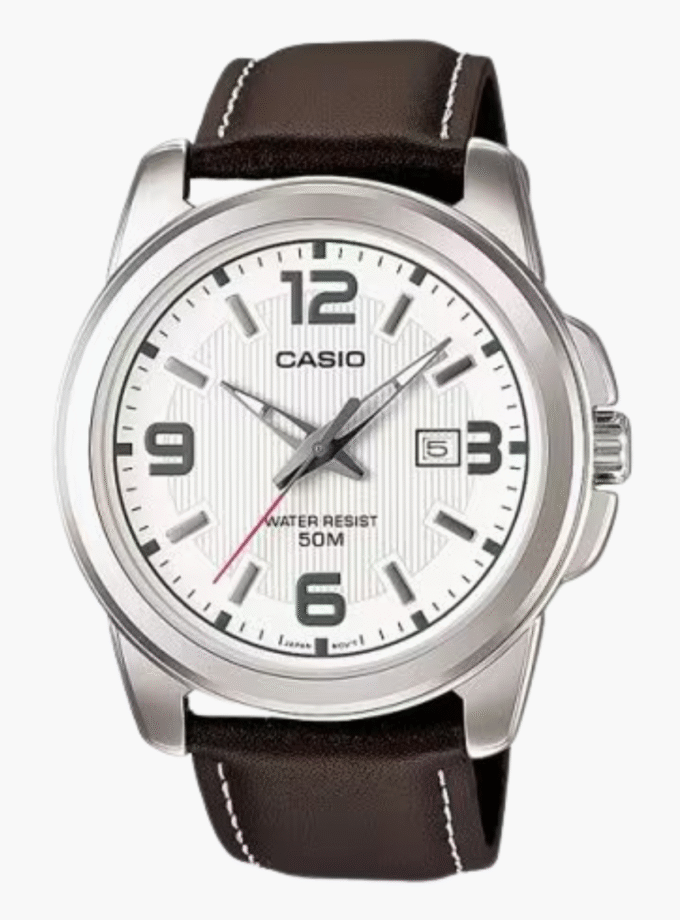 Montre Homme Casio - MTP-1314L-7AVDF - Bracelet en cuir marron - Affichage analogique - Résistant à l'eau
