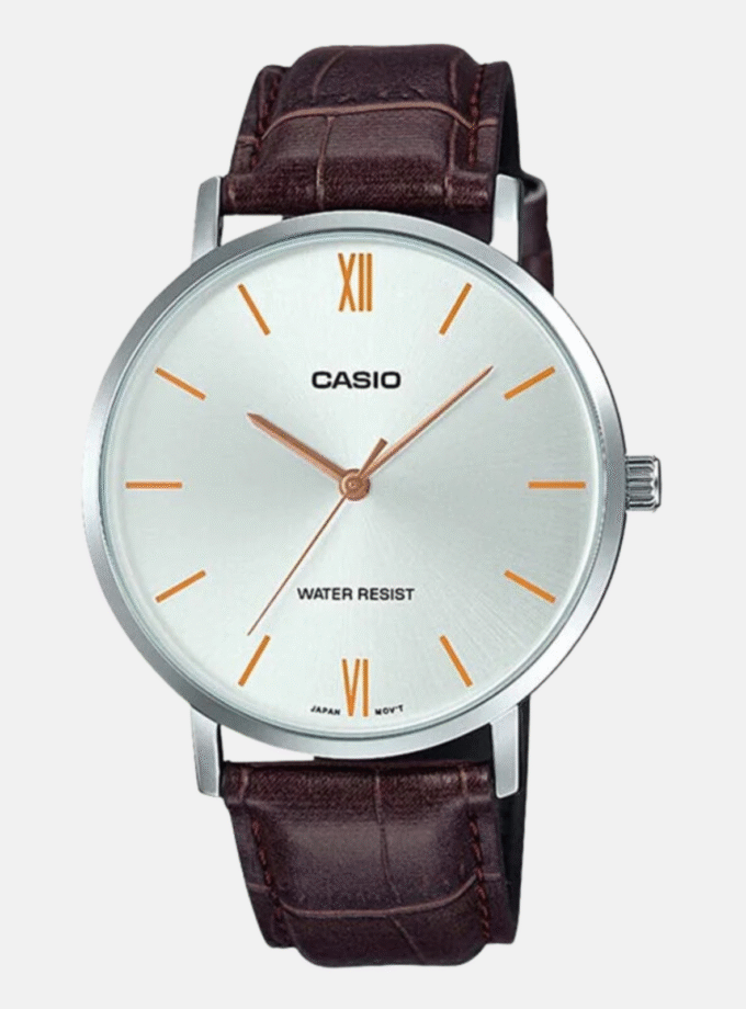 Montre Homme Casio - MTP-VT01L-7B2UDF - Bracelet en Cuir Marron - Affichage analogique - Résistant à l'eau