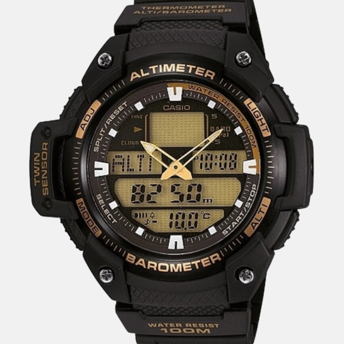 Montre CASIO Homme - SGW-400H-1B2VDR - Bracelet Noir En Résine - Résistante à l'eau - 12 Mois De Garantie