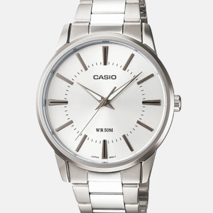 Montre CASIO Homme -  MTP-1303D-7AVDF - Bracelet Gris En Acier Inoxydable - Cadran Blanc - 12 Mois De Garantie