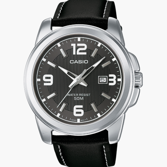 Montre Homme Casio - MTP-1314L-8A - Quartz Analogique - Cadran Noir - Bracelet Cuir Noir