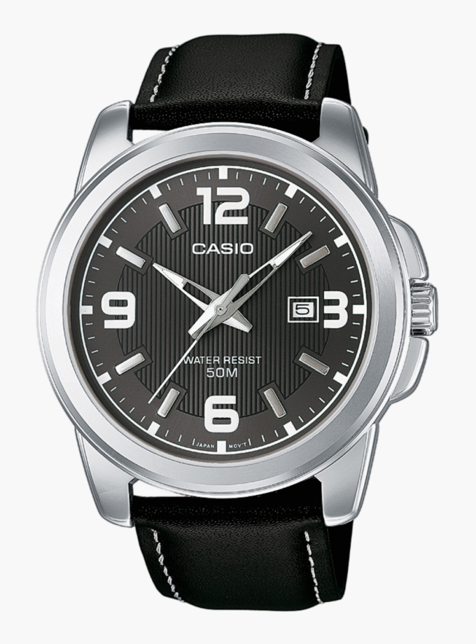 Montre Homme Casio - MTP-1314L-8A - Quartz Analogique - Cadran Noir - Bracelet Cuir Noir