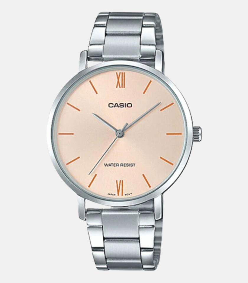 Montre CASIO Femme - LTP-VT01D-4BUDF - Bracelet Gris En Acier Inoxydable - Résistante à l'eau - 12 Mois De Garantie