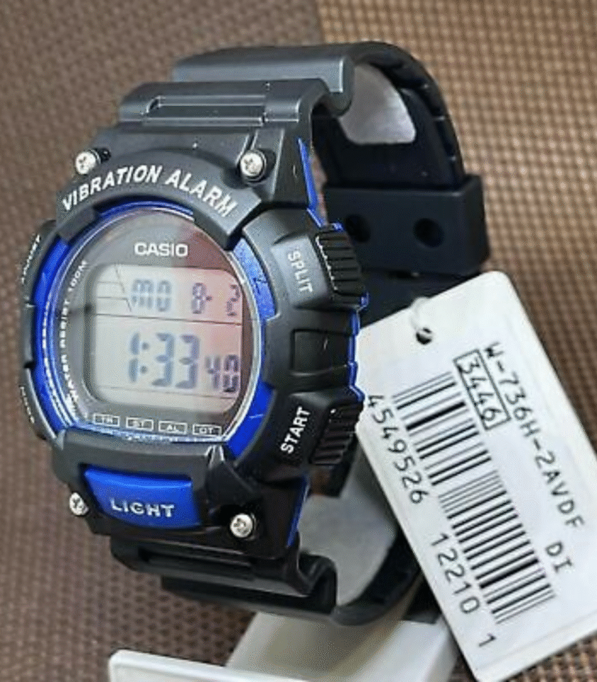 Montre CASIO Jeunesse - W-736H-2AVDF - Bracelet Noir En Résine - Boitier En Résine - Résistante à l'eau - 12 Mois De Garantie – Image 2