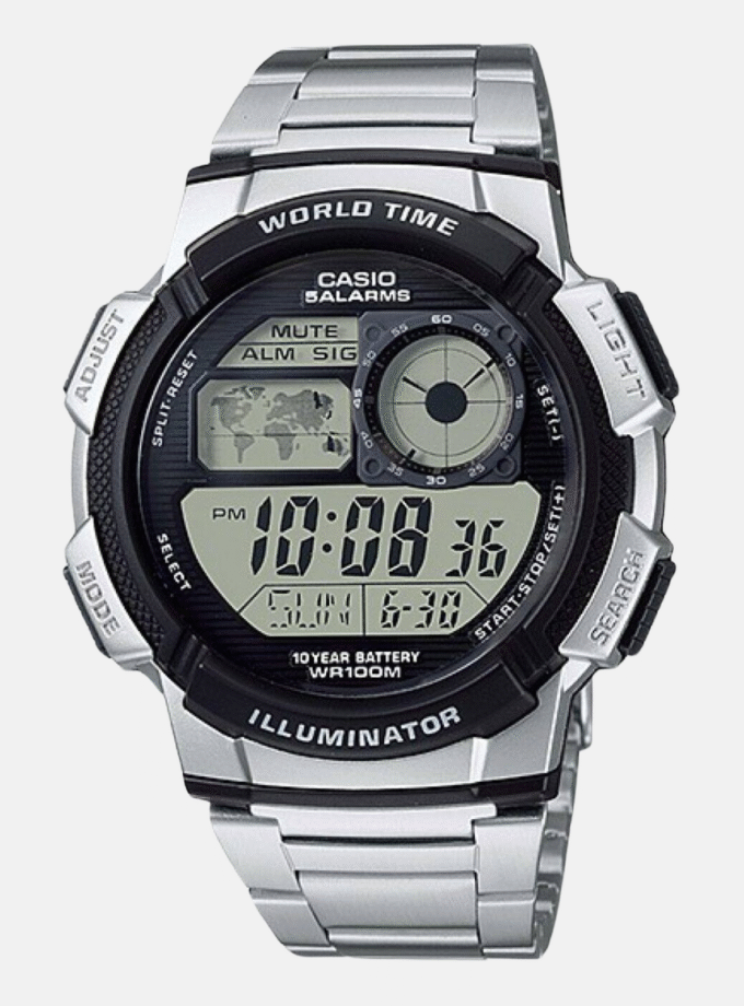 Montre Homme Casio - AE-1000WD-1AVDF - Bracelet en Acier Inoxydable - Affichage analogique - numérique - Résistant à l'eau
