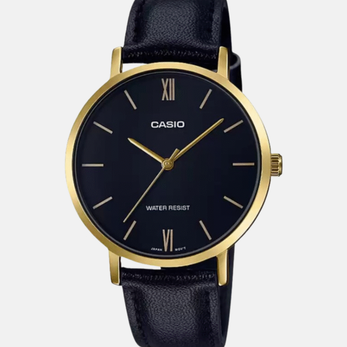 Montre Casio Femme - LTP-VT01GL-1BUDF - Bracelet Noir En Cuir Véritable - Résist...