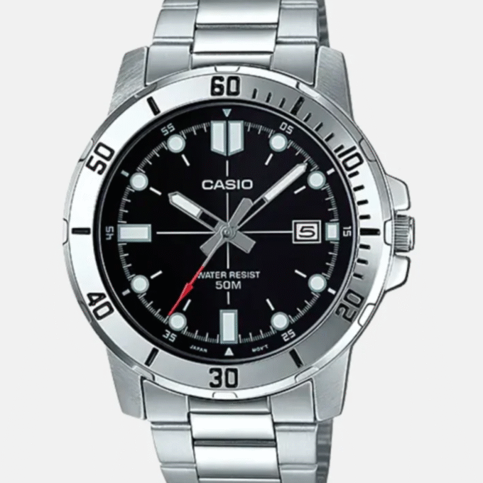 Montre CASIO Homme - MTP-VD01D-1EVUDF - Bracelet Gris En Acier Inoxydable - Résistante à l'eau - 12 Mois De Garantie