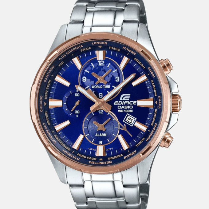 Montre CASIO Homme - EFR-304PG-2AVUDF - Bracelet Gris En Acier Inoxydable - Résistante à l'eau - 12 Mois De Garantie