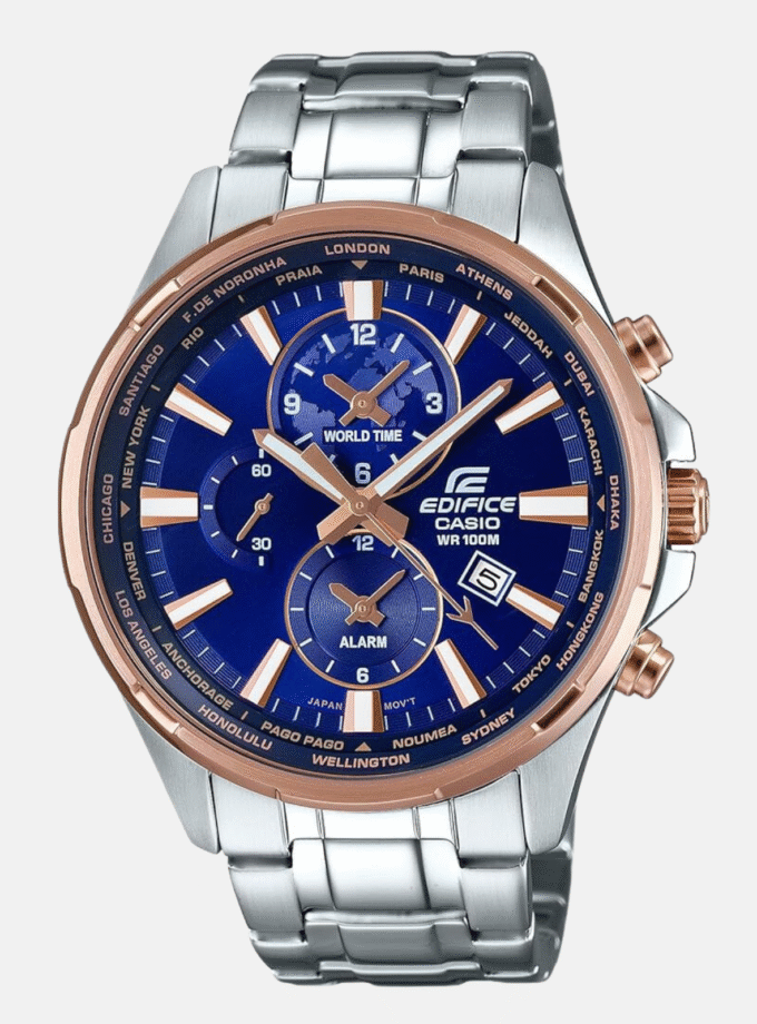 Montre CASIO Homme - EFR-304PG-2AVUDF - Bracelet Gris En Acier Inoxydable - Résistante à l'eau - 12 Mois De Garantie