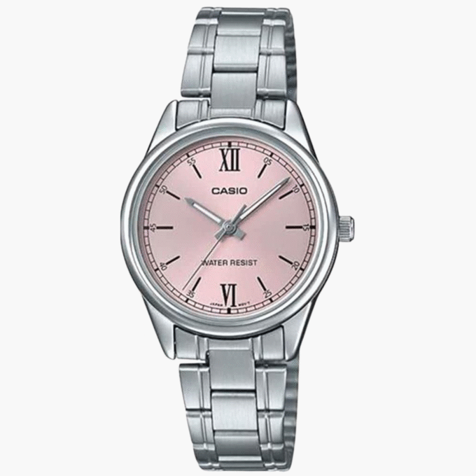 Montre Femme Casio LTP-V005D-4B2UDF - Classique, Résistante à l’eau, Bracelet acier inoxydable, Mouvement quartz - Acier inoxydable - Rose - LTP-V005D-4B2UDF