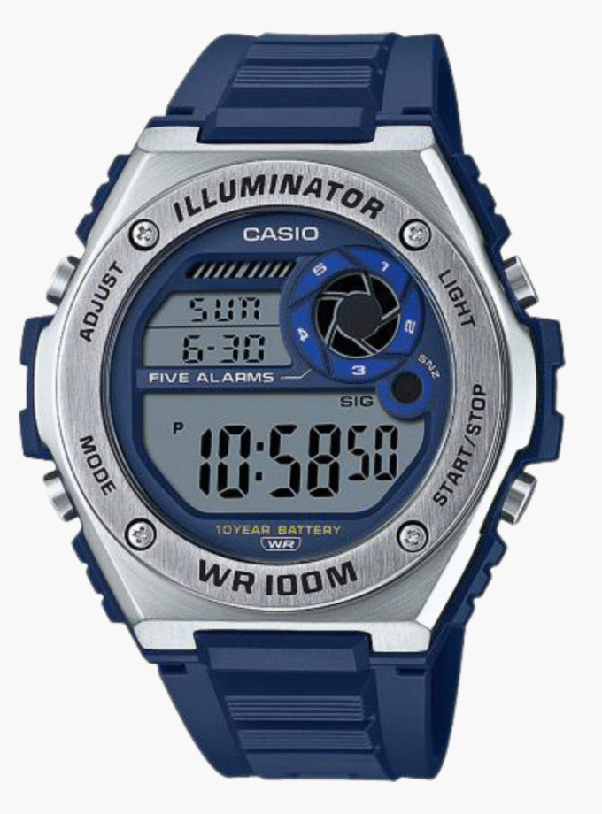 Montre CASIO Jeunesse - Bracelet Bleu En Resine - Résistante à l'eau - 12 Mois De Garantie - MWD-100H-2AVDF