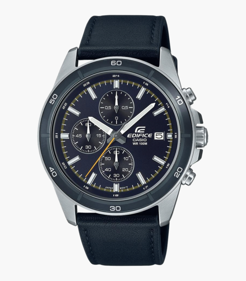 Montre Homme Casio - EFR-526L-1AVUDF - Bracelet en cuir noir - Verre minéral- Résistant à l'eau