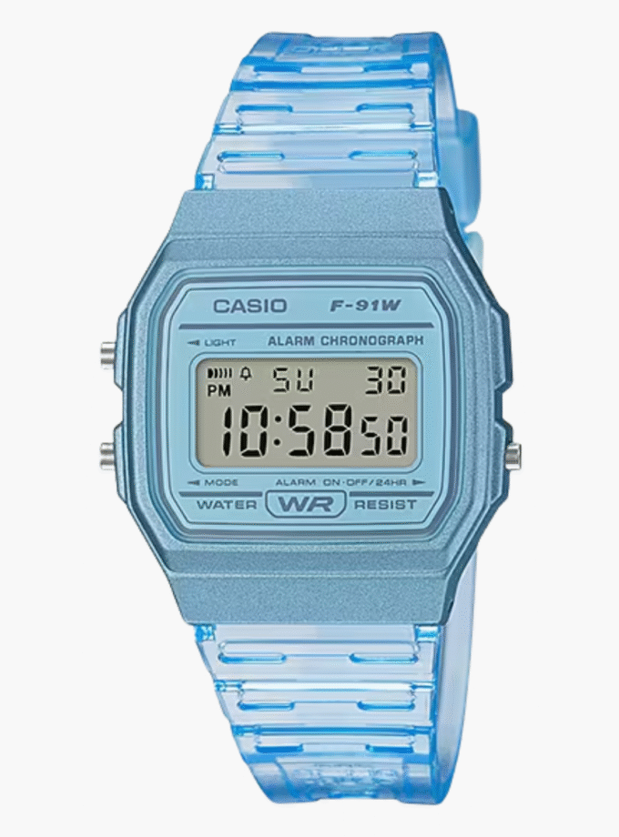 Montres Enfant CASIO -  F-91WS-2DF - Bracelet Bleu En Résine - Résistante à l'eau - 12 Mois De Garantie