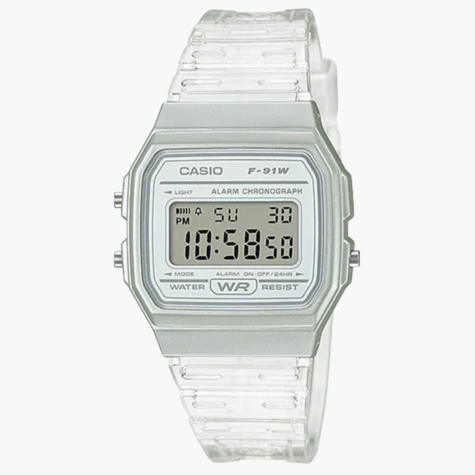 Montre CASIO Unisexe - F-91WS-7DF - Bracelet Blanc En Resine - Cadran Blanc - Boitier En Resine - 12 Mois De Garantie