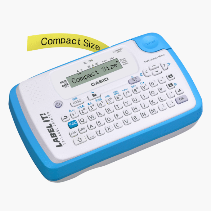 Calculatrice Etiqueteuse professionnelle Casio KL-130 - Bleu/Blanc