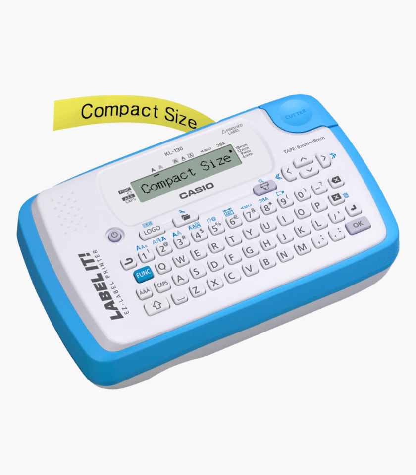 Calculatrice Etiqueteuse professionnelle Casio KL-130 - Bleu/Blanc