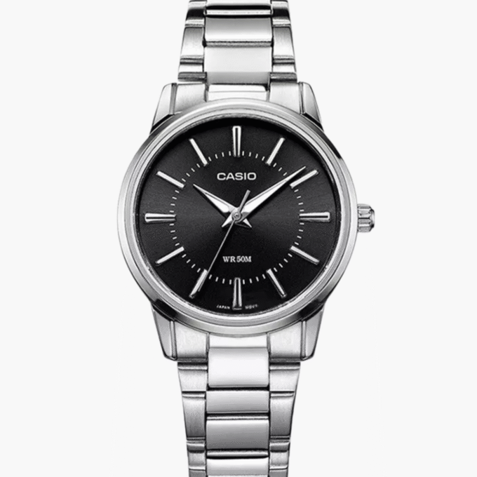 Montre CASIO Femme - Bracelet Gris En Acier Inoxydable - Résistante à l'eau - 12 Mois De Garantie - LTP-1303D-1AVDF