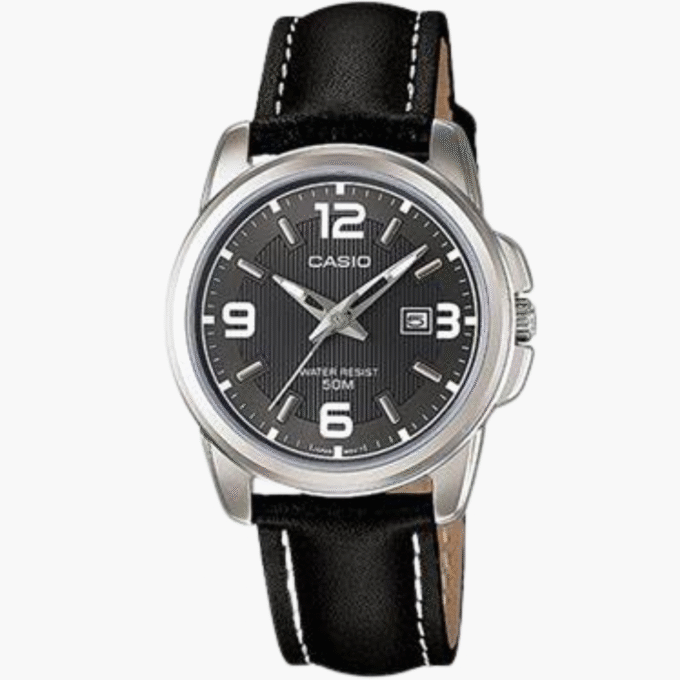 Montre CASIO Femme - Bracelet Noir En Cuir Véritable - Résistante à l'eau - 12 Mois De Garantie - LTP-1314L-8AVDF