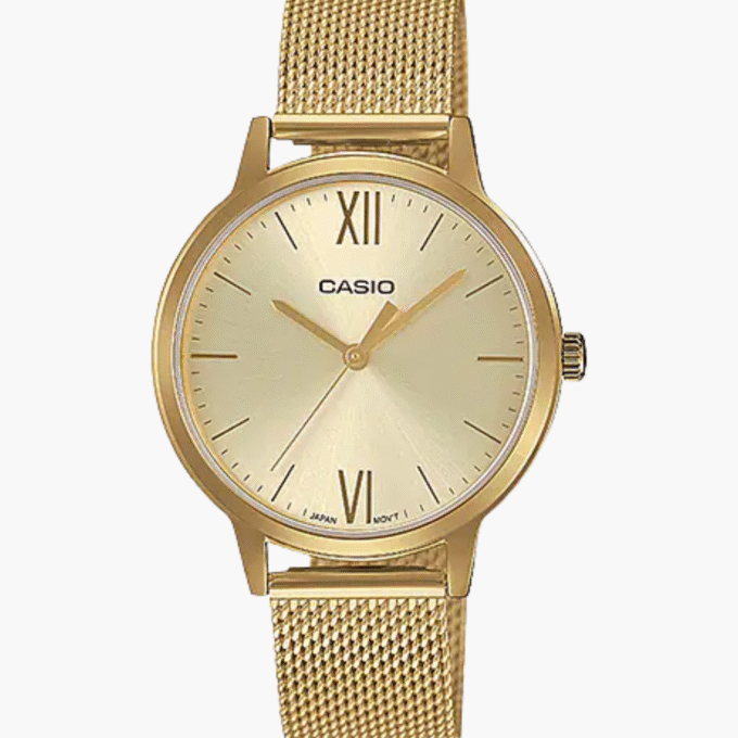 Montre CASIO Femme - Bracelet DoRée En Acier Inoxydable -Résistante à l'eau - 12 Mois De Garantie - LTP-E157MG-9ADF