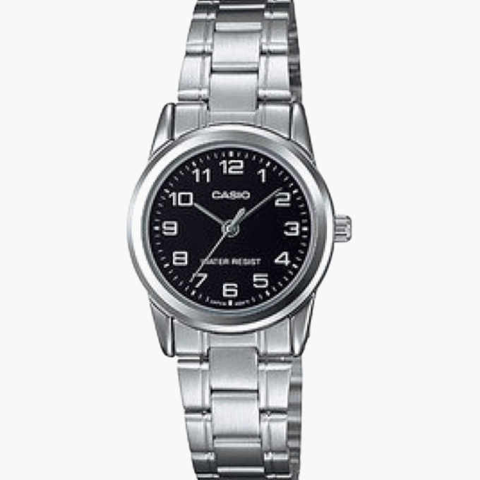 Montre CASIO Femme - Bracelet Gris En Acier Inoxydable - Résistante à l'eau - 12 Mois De Garantie - LTP-V001D-1BUDF