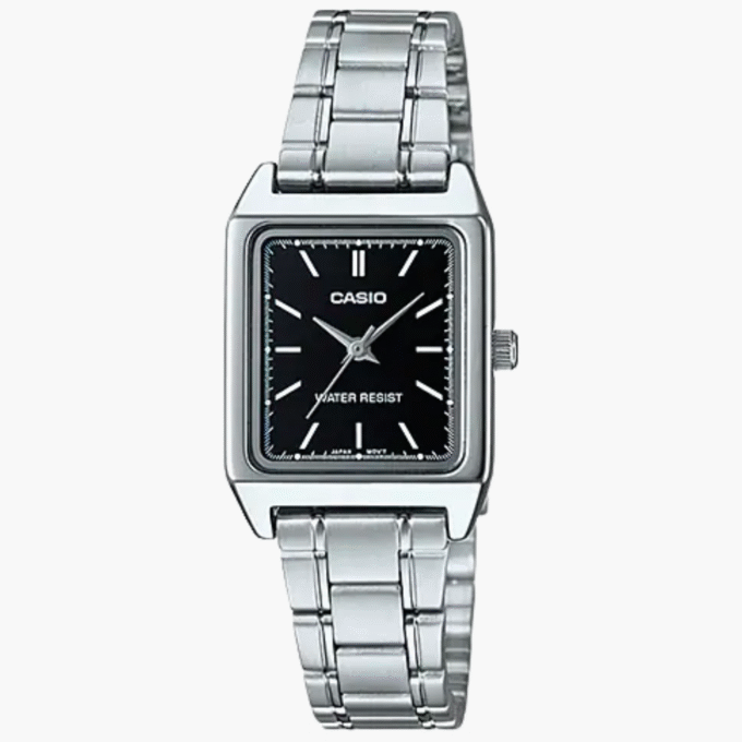 Casio Montre Femme LTP-V007D-1EUDF - Bracelet en Acier Inoxydable - Argent/Noir