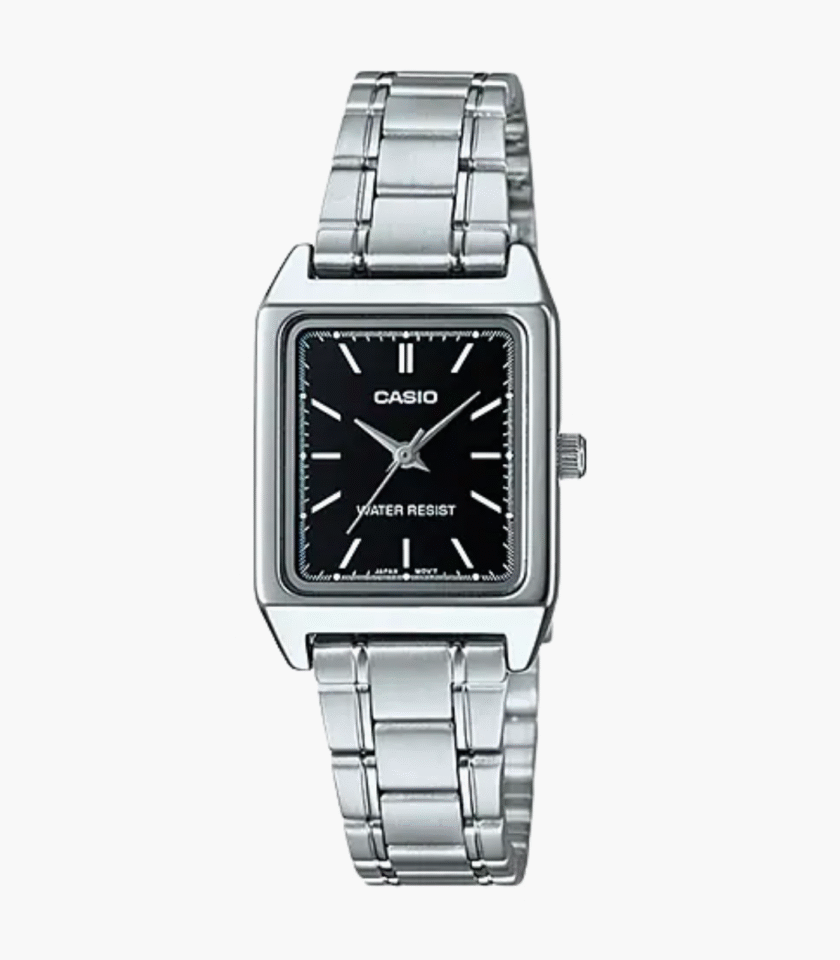 Casio Montre Femme LTP-V007D-1EUDF - Bracelet en Acier Inoxydable - Argent/Noir