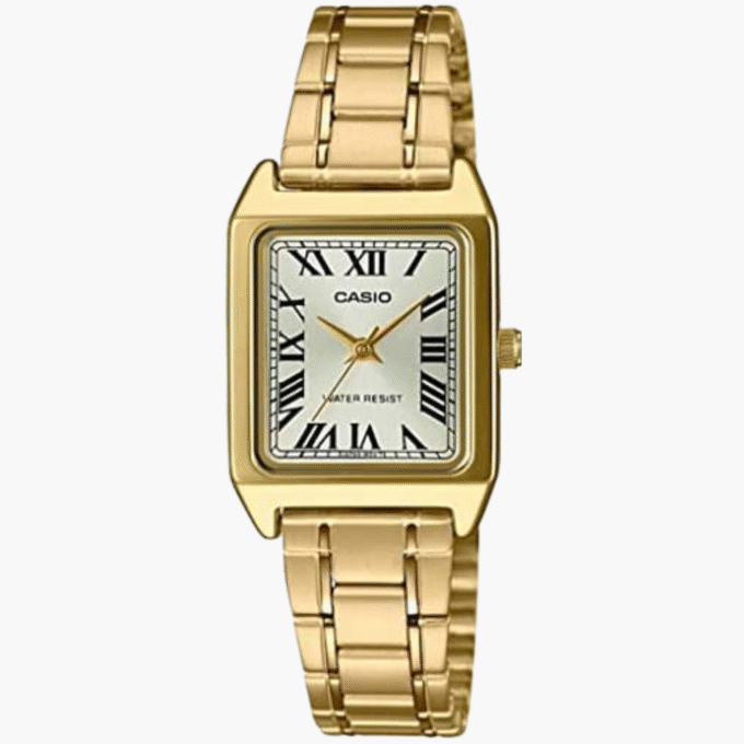 Montre CASIO Femme - Bracelet DoRée En Acier Inoxydable - Cadran Jaune - 12 Mois De Garantie - LTP-V007G-9BUDF