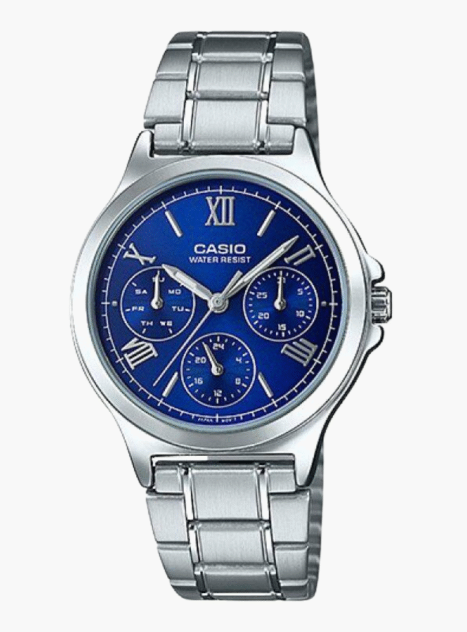 Montre CASIO Femme - Bracelet Gris En Acier Inoxydable - Résistante à l'eau - 12 Mois De Garantie - LTP-V300D-2A2UDF