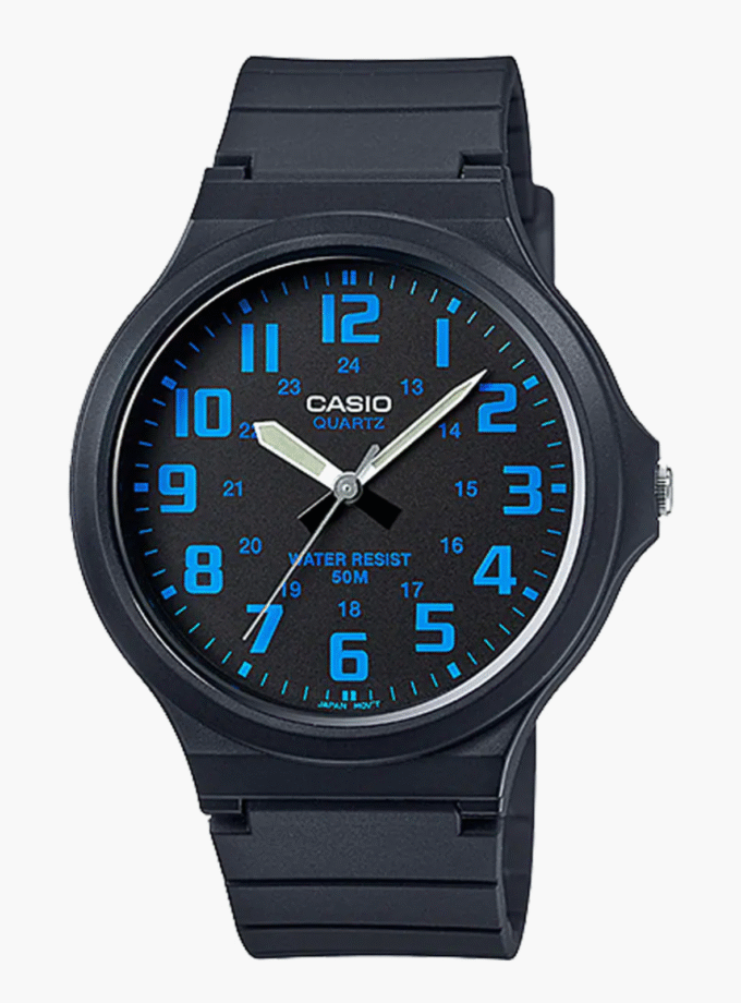 Montre Homme CASIO MW-240-2BVDF - Bracelet en résine noir - Résistant à l'eau