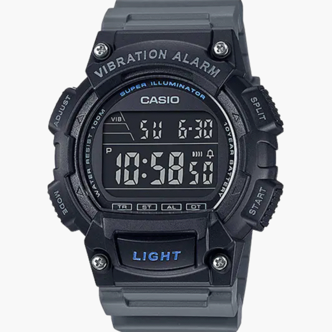 Montre Homme - Casio - Digital, Alarme Vibration, Étanche 100M, LED, Longue Autonomie - Résine - Noir - W-736H-8BVDF