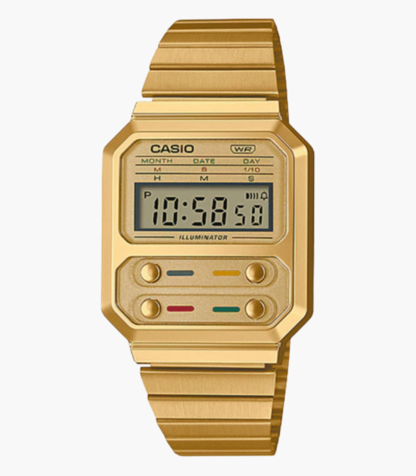 Montre-Bracelet Jeunesse- Casio A100WEG-9ADF - Bracelet Dorée en Acier Inoxydable