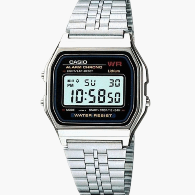 Montre-Bracelet Homme - Casio A159W-N1DF - Bracelet Gris en Acier Inoxydable