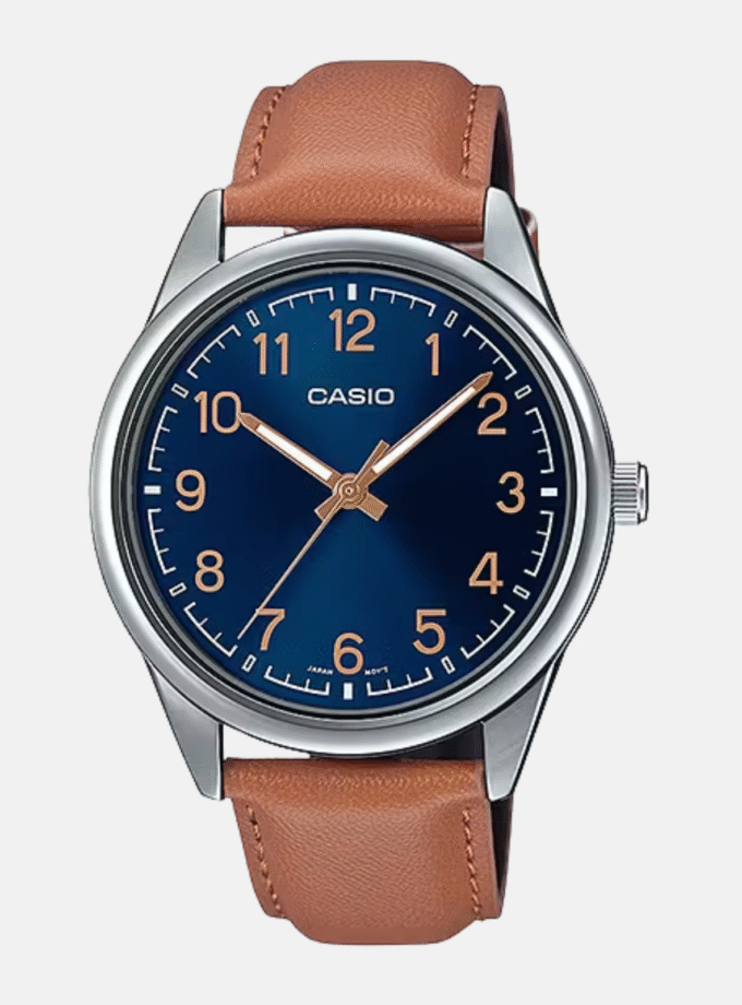 Montre-Bracelet Homme Casio Collection MTP-V005L-2B4UDF - Bracelet Brun En Cuir Véritable - Résistante à L'Eau
